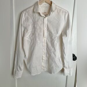 BKE White Men's Dress Shirt with Embroidery